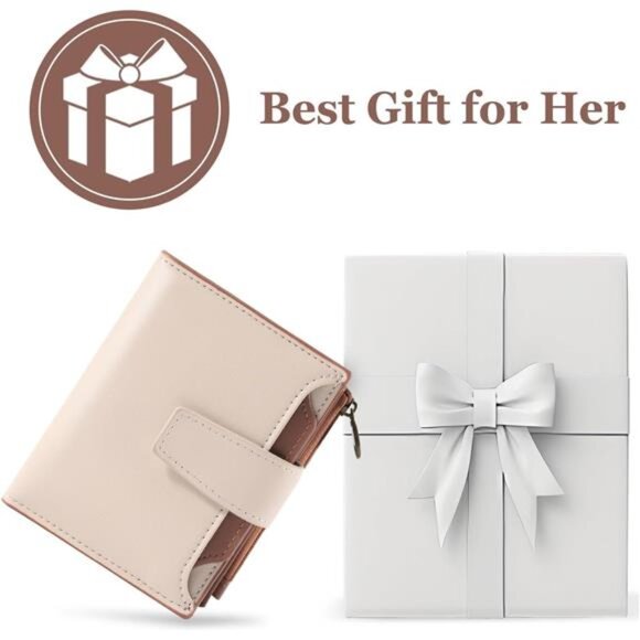 Small Wallet Vegan Leather, Card Holder Wallet Beige Brown - Picture 7 of 7